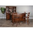 Home Bar and Ladderback Bar Stools in Vintage Mocha 3 Piece Set
