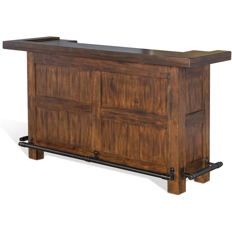Home Bar and Ladderback Bar Stools in Vintage Mocha 3 Piece Set