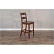 Home Bar and Ladderback Bar Stools in Vintage Mocha 3 Piece Set