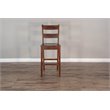 Home Bar and Ladderback Bar Stools in Vintage Mocha 3 Piece Set