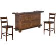 Home Bar and Ladderback Bar Stools in Vintage Mocha 3 Piece Set