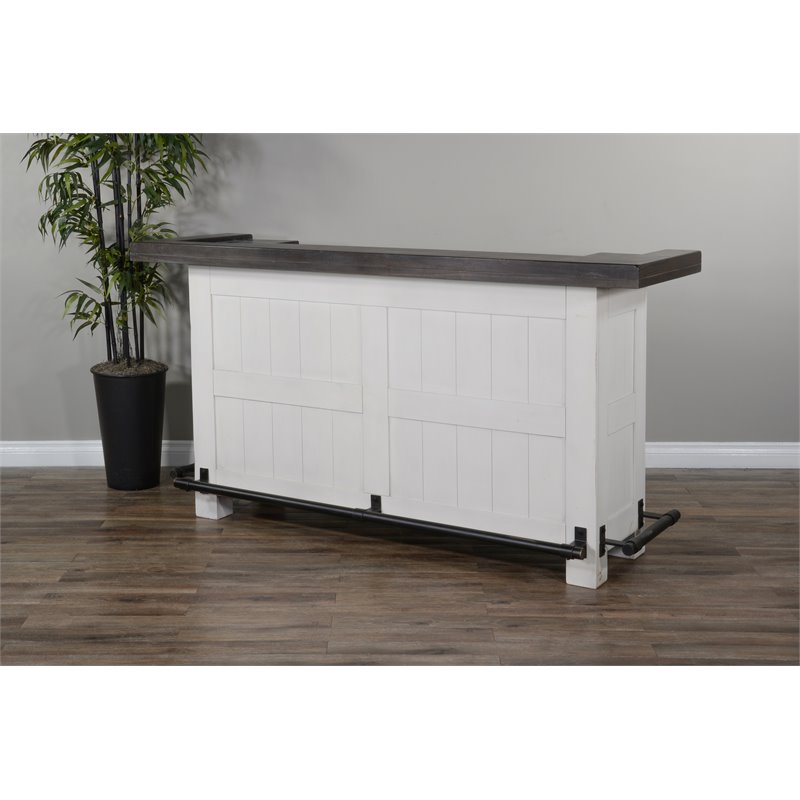 Home Bar and Ladderback Bar Stools in European Cottage White 3 Piece Set