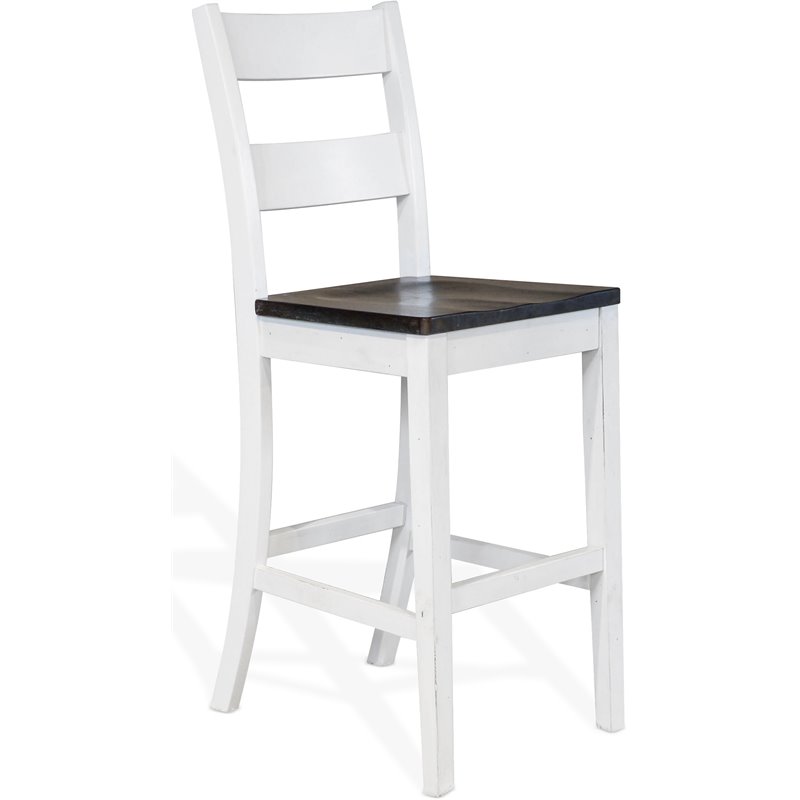 Home Bar and Ladderback Bar Stools in European Cottage White 3 Piece Set