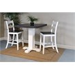 Home Bar and Ladderback Bar Stools in European Cottage White 3 Piece Set
