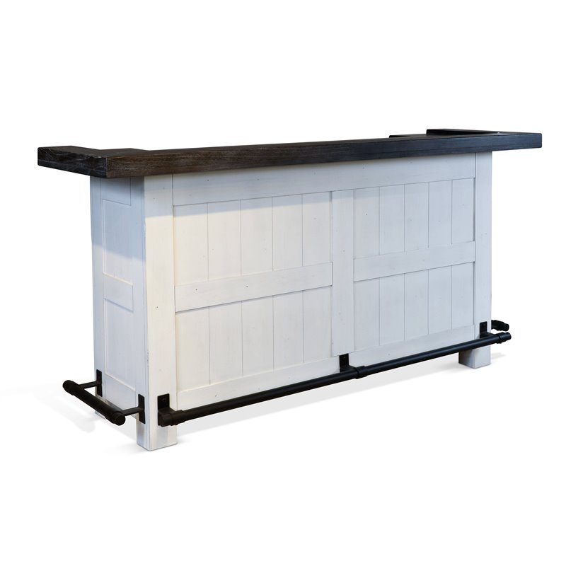 Home Bar and Ladderback Bar Stools in European Cottage White 3 Piece Set
