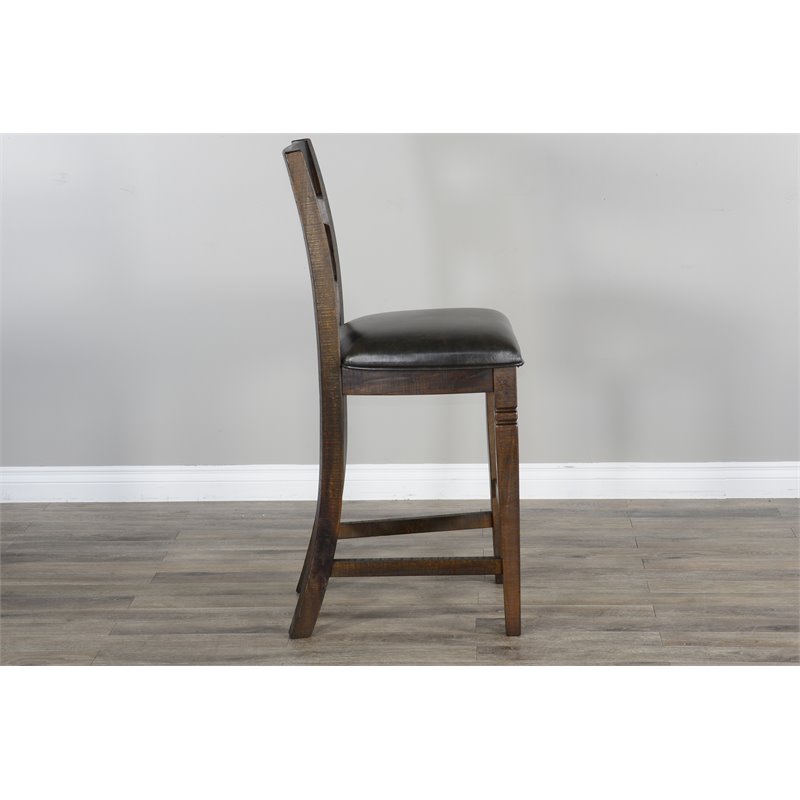 Home Bar and Ladderback Bar Stools in Tobacco Leaf 3 Piece Set