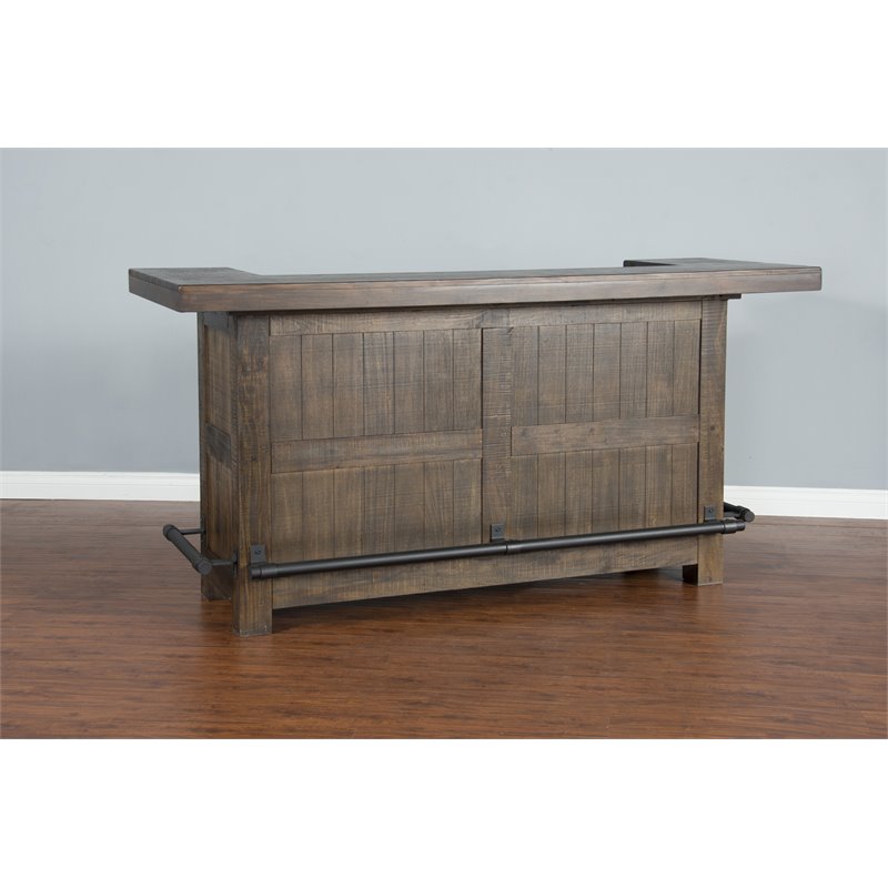 Home Bar and Ladderback Bar Stools in Tobacco Leaf 3 Piece Set