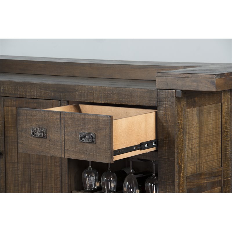 Home Bar and Ladderback Bar Stools in Tobacco Leaf 3 Piece Set