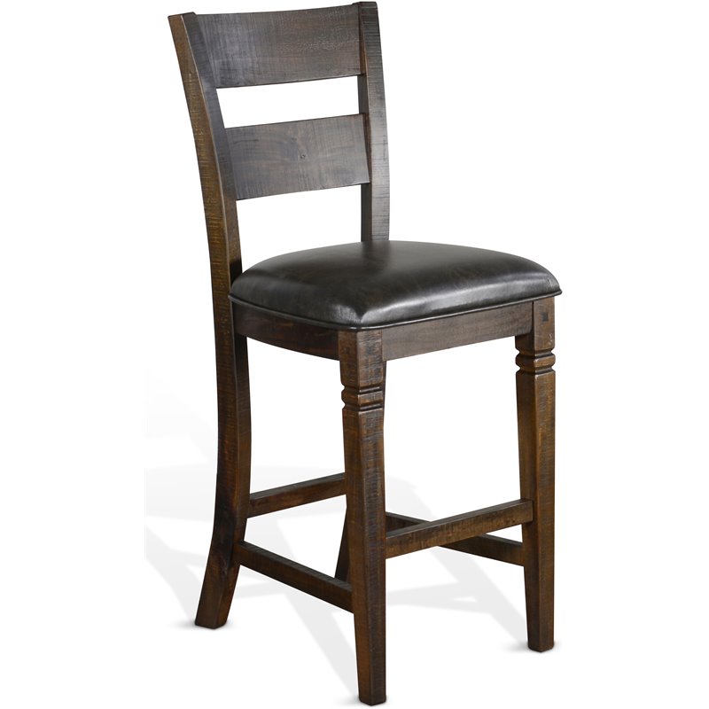 Home Bar and Ladderback Bar Stools in Tobacco Leaf 3 Piece Set