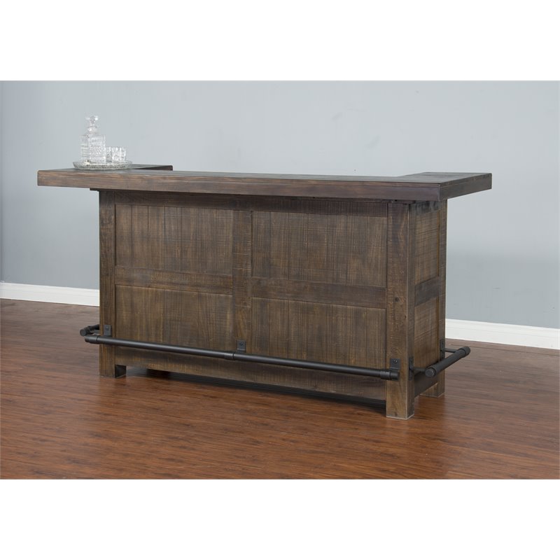 Home Bar and Ladderback Bar Stools in Tobacco Leaf 3 Piece Set