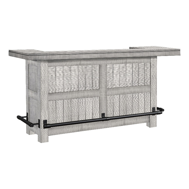 Home Bar and Storage Buffet Cabinet with Hutch in Alpine Gray 2 Piece Set