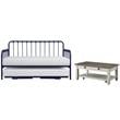 Home Square 2-Piece Set with Daybed with Trundle in Navy & Coffee Table
