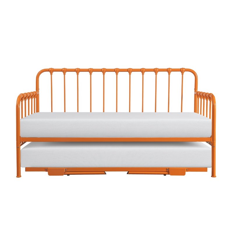 Home Square 2-Piece Set with Daybed with Trundle in Orange & End Table