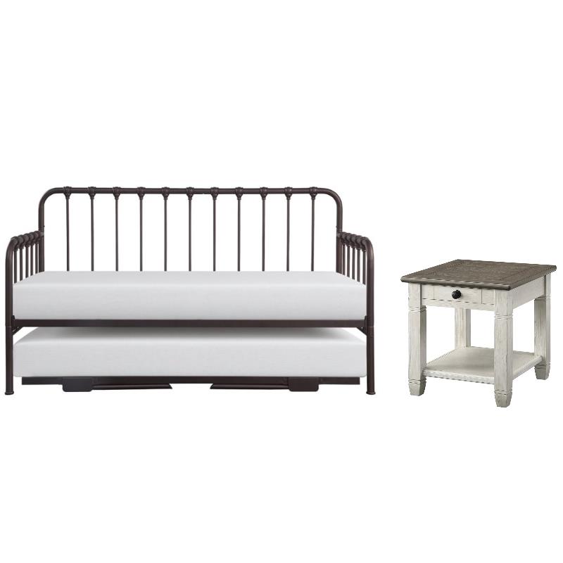 Home Square 2-Piece Set with Daybed with Trundle and End Table