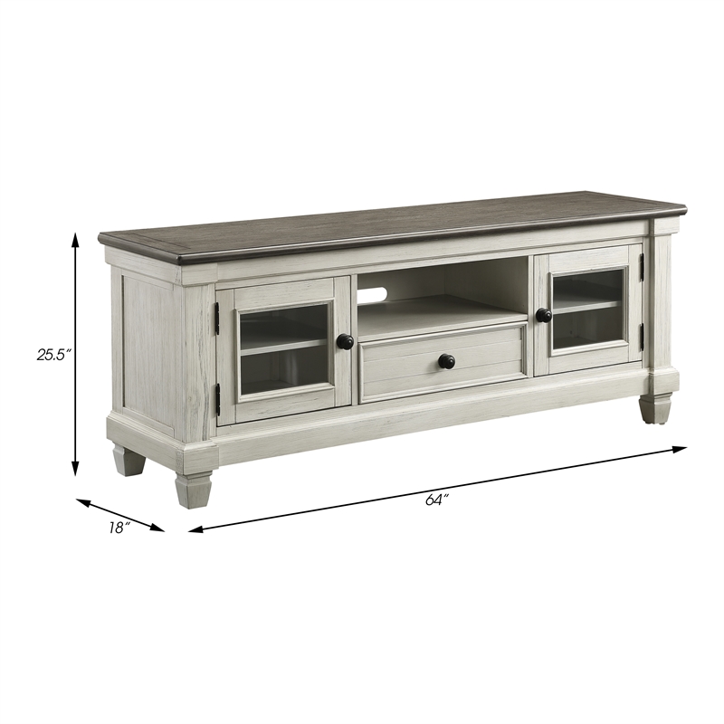 Home Square 2-Piece Set with Coffee Table and TV Stand in Antique White