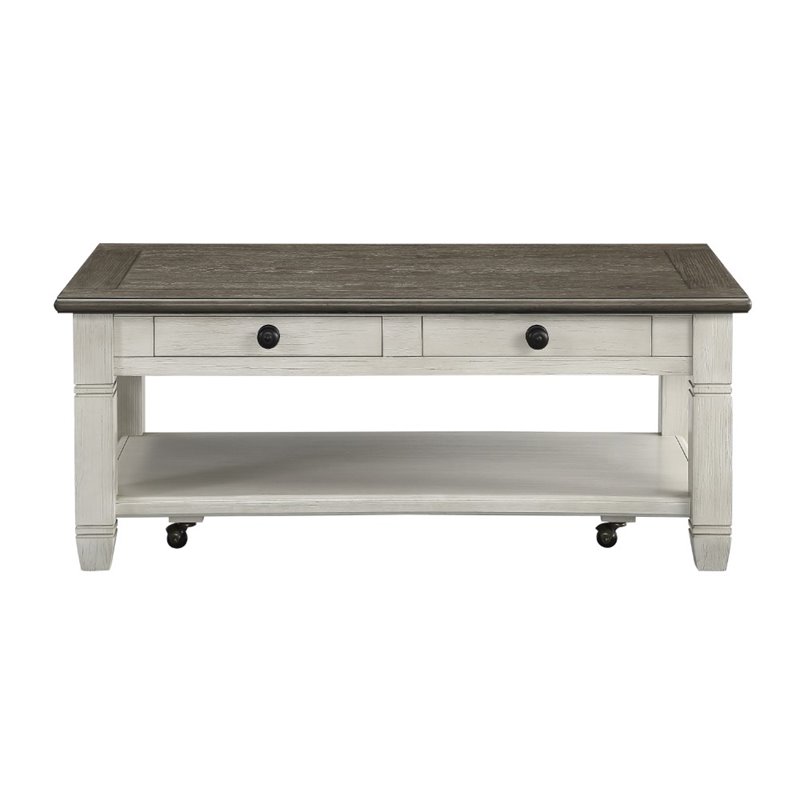 Home Square 2-Piece Set with Coffee Table and TV Stand in Antique White