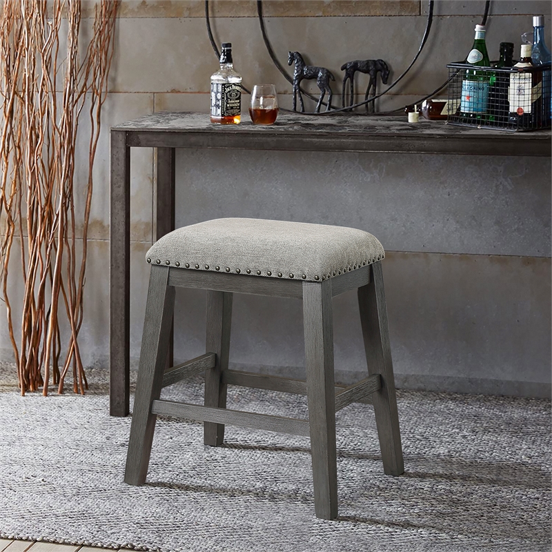 Home Square 5-Piece Set with 4 Counter Stools and Dining Table in Gray