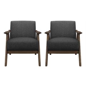 Home Square Fabric Upholstered Accent Chair in Dark Gray - Set of 2