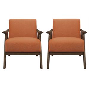 Home Square Upholstered Accent Chair in Orange Finish - Set of 2