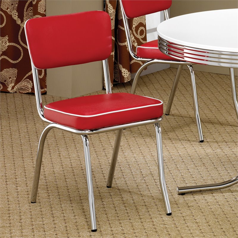 Home Square 5-Piece Set with Dining Table and 4 Faux Leather Dining Chairs
