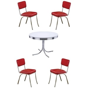 Home Square 5-Piece Set with Dining Table and 4 Faux Leather Dining Chairs