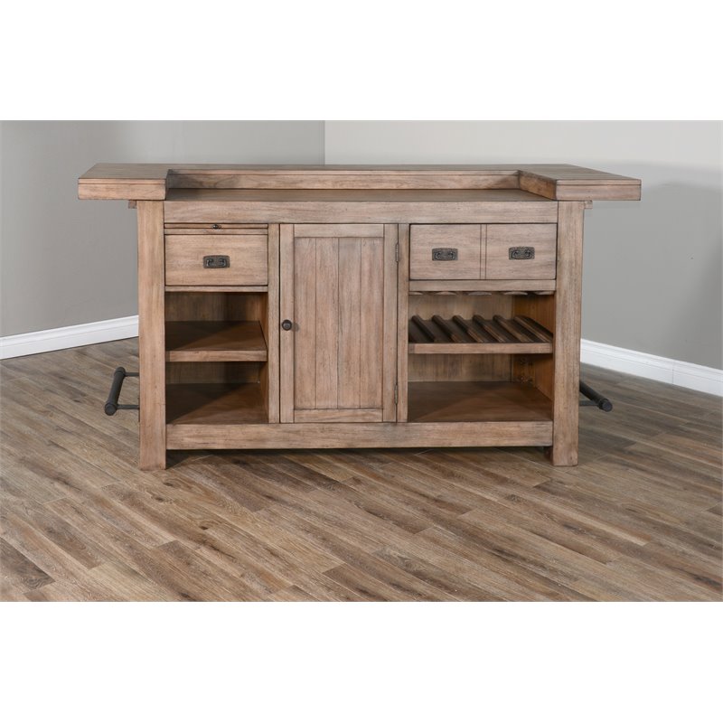 3 Piece Home Bar and Bar Stool Set in Taupe Brown