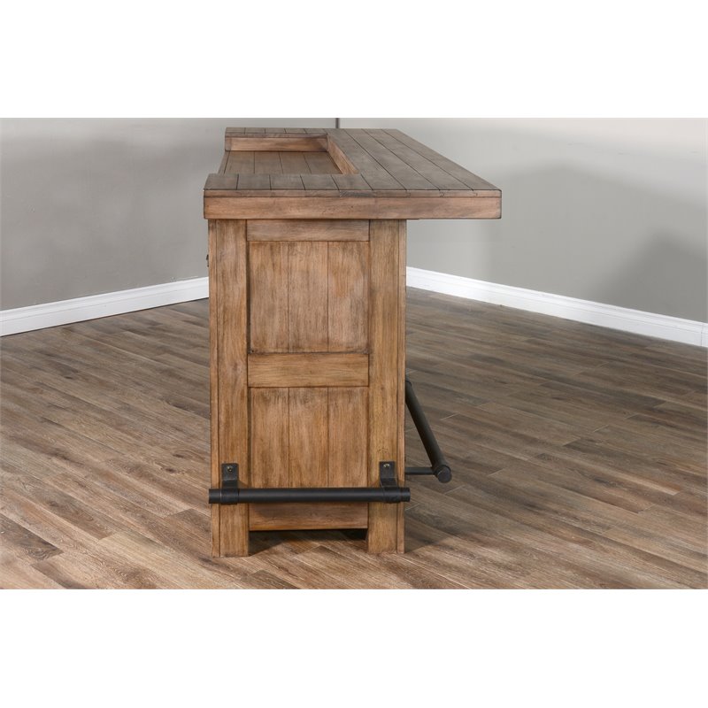 3 Piece Home Bar and Bar Stool Set in Taupe Brown