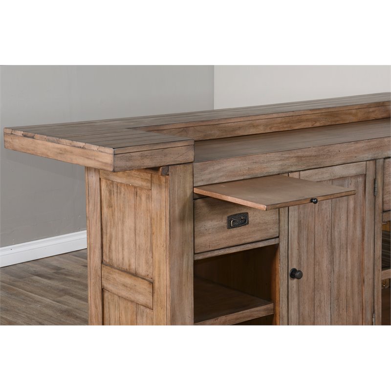 3 Piece Home Bar and Bar Stool Set in Taupe Brown