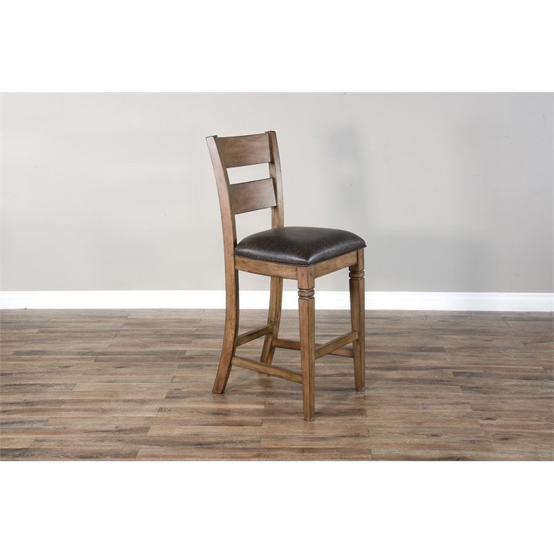 3 Piece Home Bar and Bar Stool Set in Taupe Brown