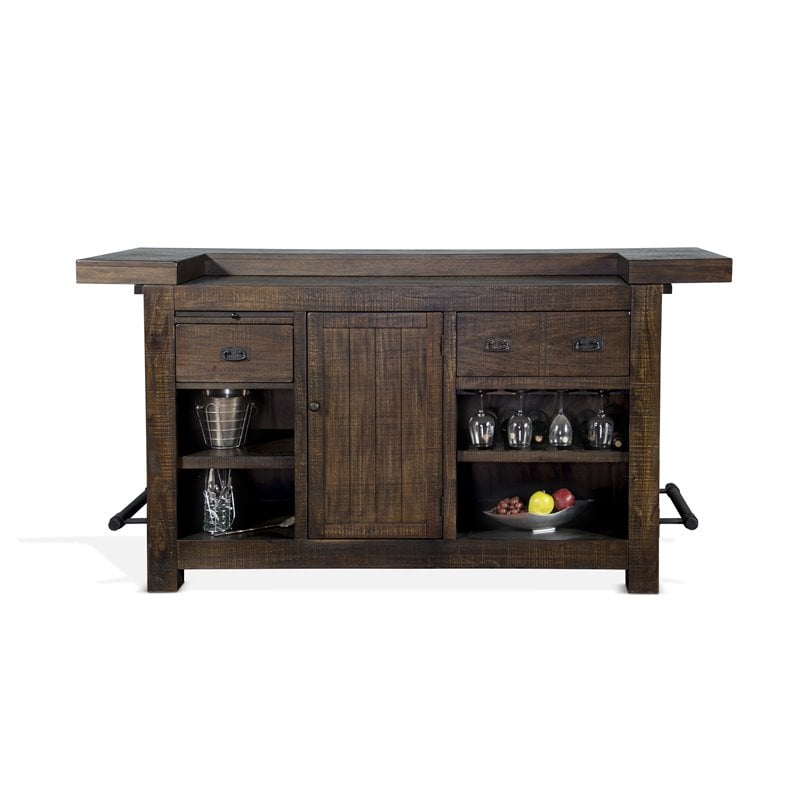 Home Bar and Swivel Bar Stool in Tobacco Leaf 3 Piece Set