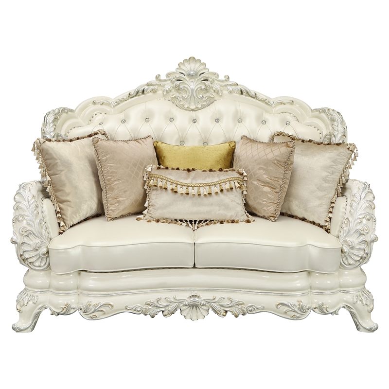 Home Square 2-Piece Set with Faux Leather Loveseat & Faux Leather Sofa