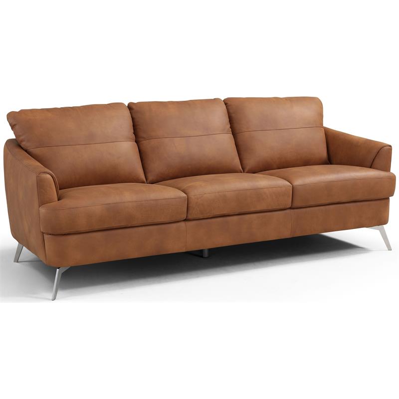 Home Square 2-Piece Set with Leather Sofa & Arm Chair in Cappuchino