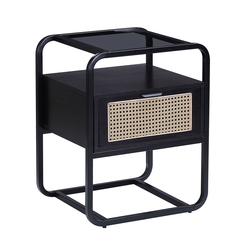 Home Square 2-Piece Set with Accent Table and Rectangular TV Stand in Black