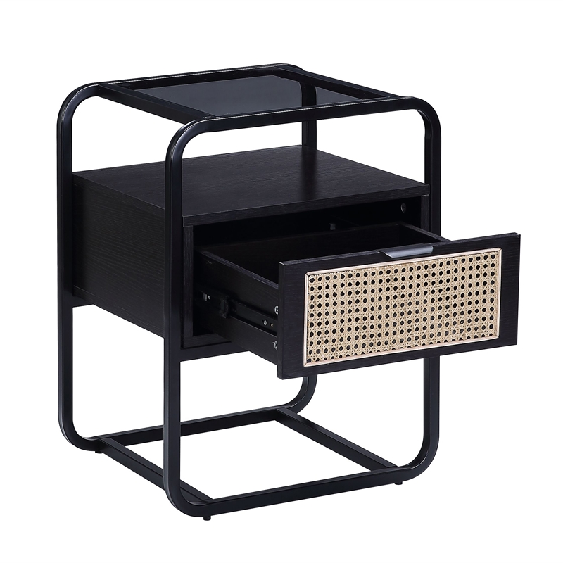 Home Square 2-Piece Set with Accent Table and Rectangular TV Stand in Black
