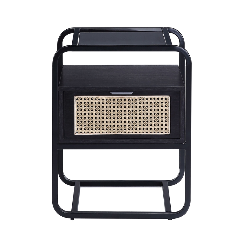 Home Square 2-Piece Set with Accent Table and Rectangular TV Stand in Black