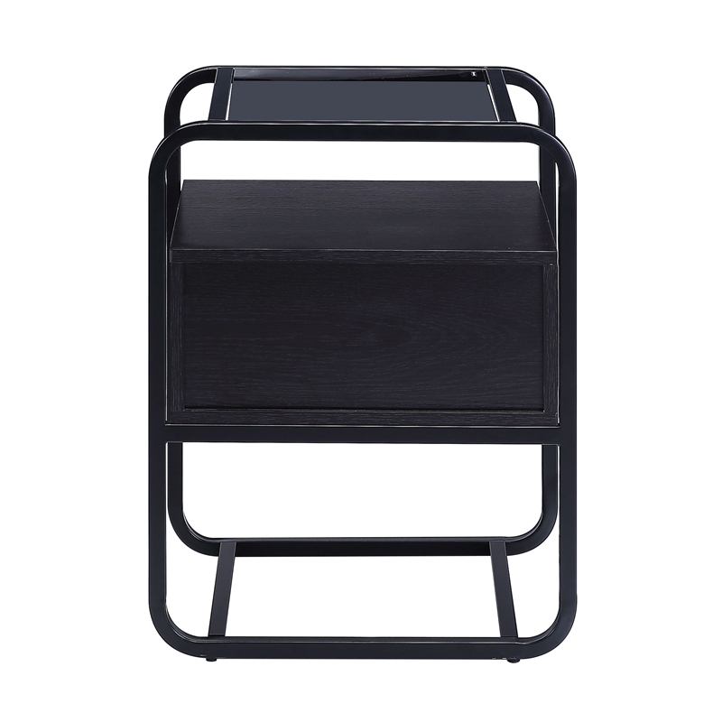Home Square 2-Piece Set with Accent Table and Rectangular TV Stand in Black