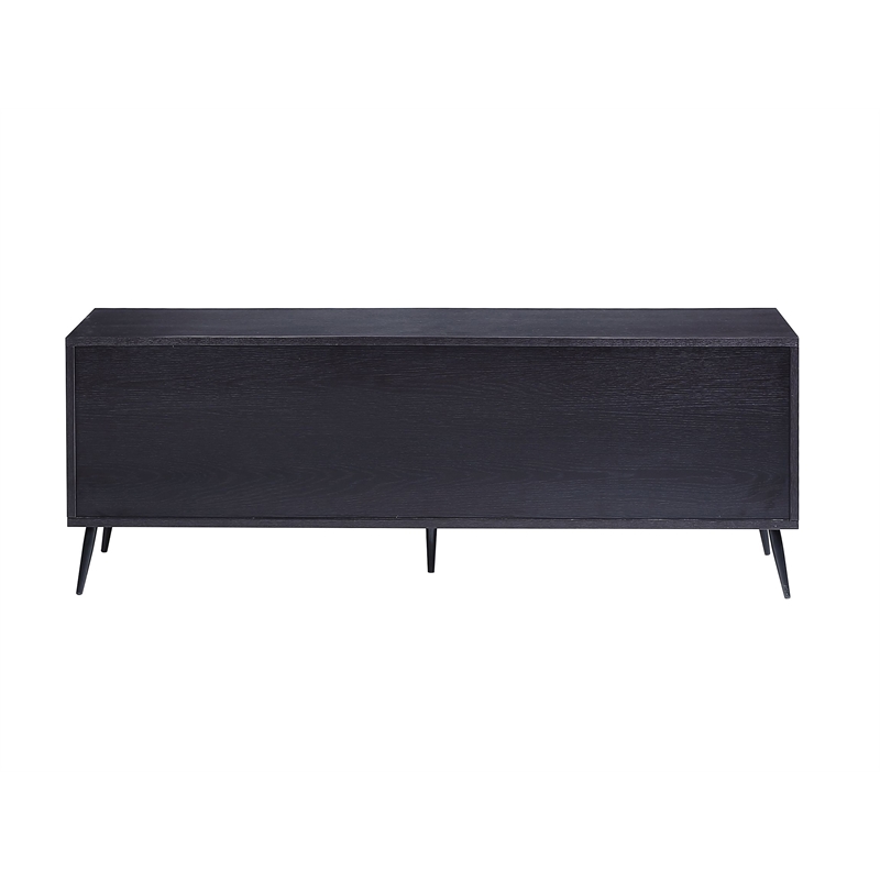 Home Square 2-Piece Set with Accent Table and Rectangular TV Stand in Black