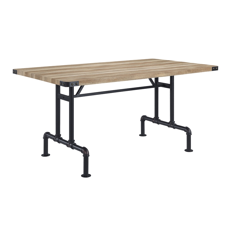 Home Square 7-Piece Set with Wood Dining Table and 6 Side Chairs