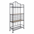 Home Square 2-Piece Set with 3 Drawer Server and Metal Frame Wine Shelf in Oak