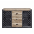 Home Square 2-Piece Set with 3 Drawer Server and Metal Frame Wine Shelf in Oak