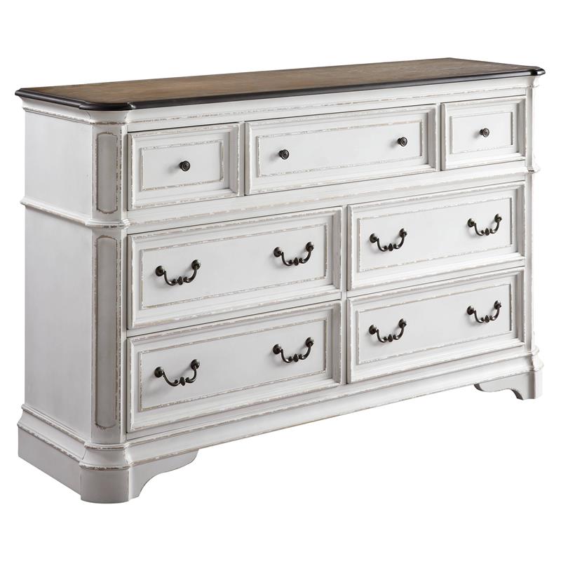 Home Square 2-Piece Set with Frame Mirror and Rectangular Wooden Dresser