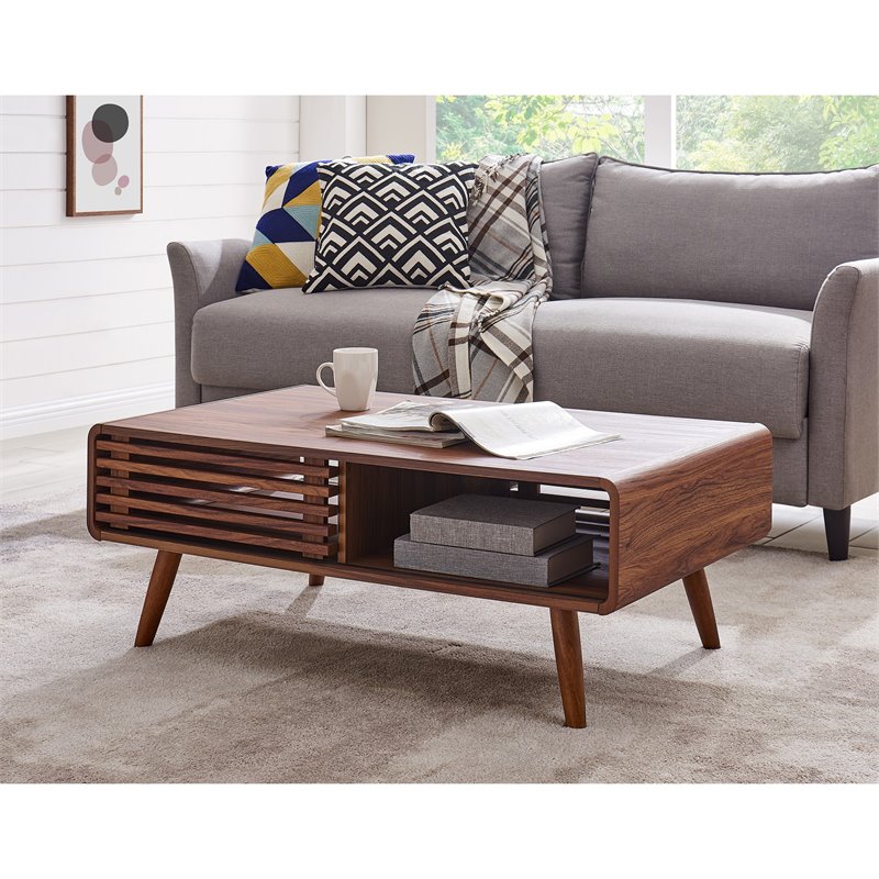 Home Square 3-Piece Set with 2 Side Tables and Coffee Table in Walnut