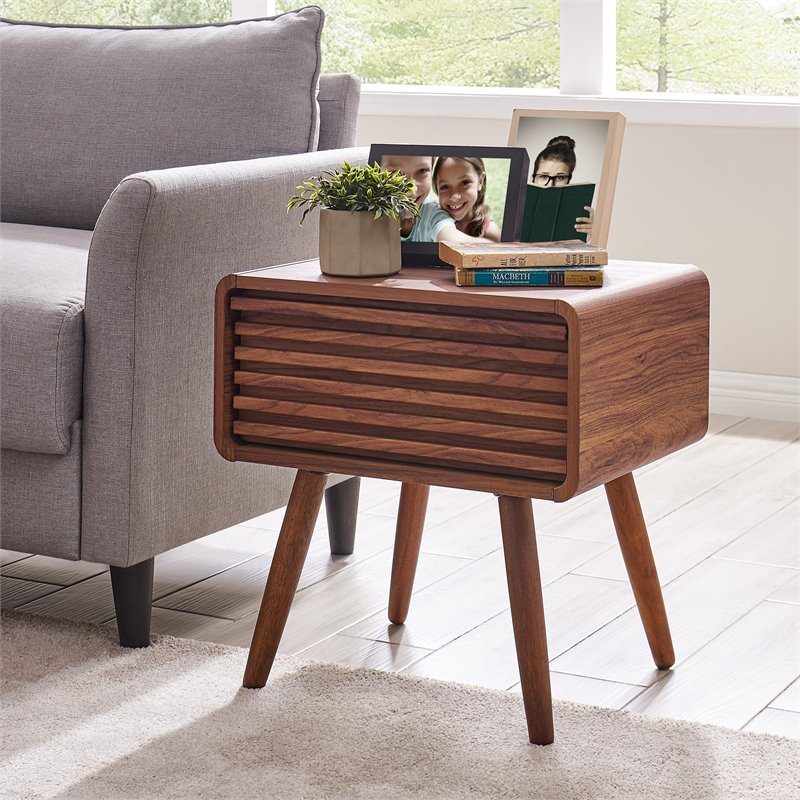 Home Square 3-Piece Set with 2 Side Tables and Coffee Table in Walnut