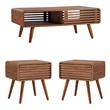 Home Square 3-Piece Set with 2 Side Tables and Coffee Table in Walnut