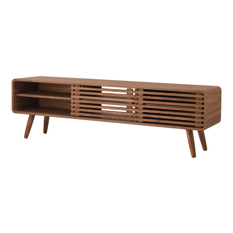 Home Square 4-Piece Set with 2 Side Tables & Coffee Table & TV Stand in Walnut