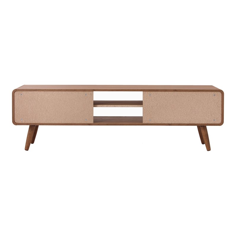 Home Square 4-Piece Set with 2 Side Tables & Coffee Table & TV Stand in Walnut