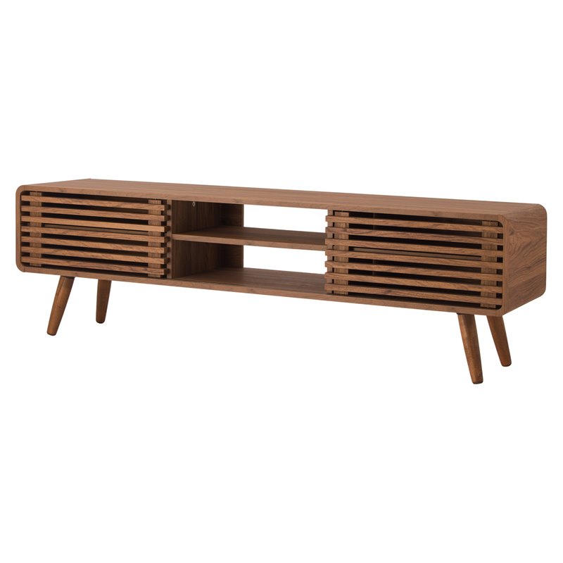 Home Square 4-Piece Set with 2 Side Tables & Coffee Table & TV Stand in Walnut