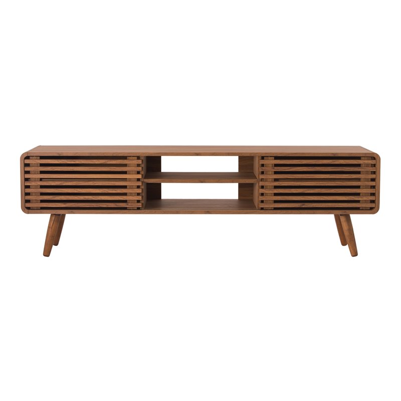 Home Square 4-Piece Set with 2 Side Tables & Coffee Table & TV Stand in Walnut