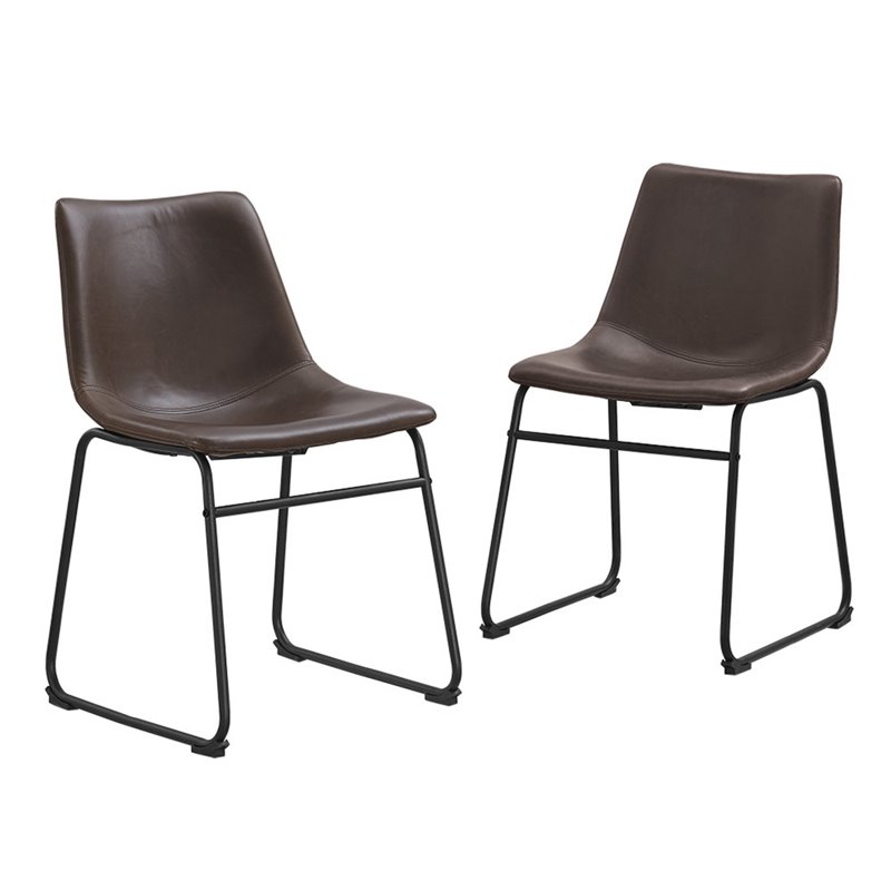 Home Square 7-Piece Set with Dining Table and 6 Dining Chairs in Brown