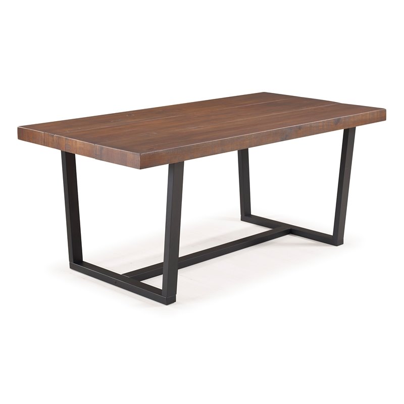 Home Square 7-Piece Set with Dining Table and 6 Dining Chairs in Whiskey Brown